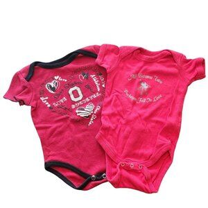 BUNDLE (2) Ohio State Buckeyes Baby Outfits Red Bodysuits Girls Size 3 Months